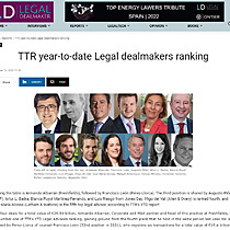 TTR year-to-date Legal dealmakers ranking